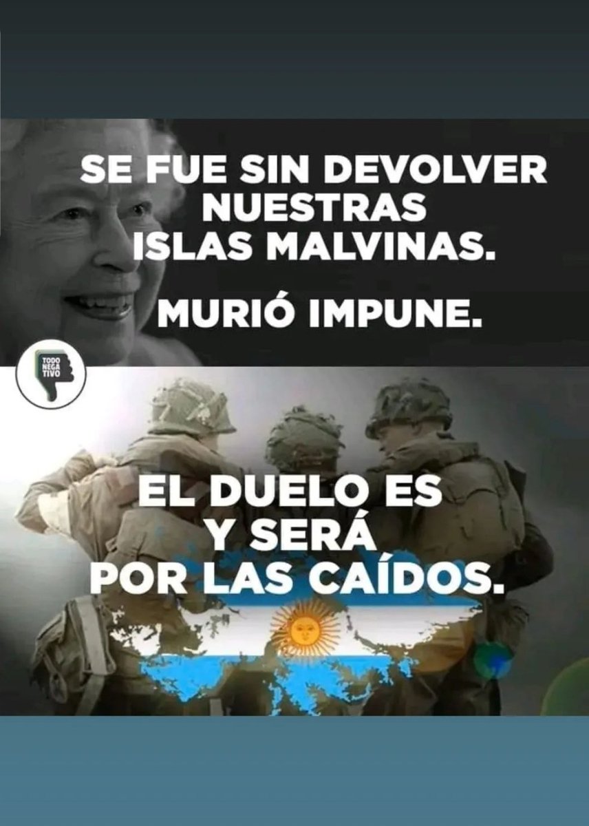 Marta Freigeiro (@martafreigeiro) on Twitter photo Nació a Cielos Nuevos Isabel II Se fue de éste mundo #Impune
Que Dios la perdone.
Mi duelo y condolencias son y serán #siempresiempre para los héroes de Malvinas <a href="/estebanboxler/">estebanboxler</a>
<a href="/luisgrimaldi9/">@luisgrimaldi9 🇦🇷</a>
<a href="/arielmagirena/">Ariel Magirena</a>
<a href="/C5N/">C5N</a> <a href="/todonoticias/">TN - Todo Noticias</a> <a href="/clarincom/">Clarín</a> <a href="/LANACION/">LA NACION</a> Nació a Cielos Nuevos Isabel II Se fue de éste mundo #Impune
Que Dios la perdone.
Mi duelo y condolencias son y serán #siempresiempre para los héroes de Malvinas <a href="/estebanboxler/">estebanboxler</a>
<a href="/luisgrimaldi9/">@luisgrimaldi9 🇦🇷</a>
<a href="/arielmagirena/">Ariel Magirena</a>
<a href="/C5N/">C5N</a> <a href="/todonoticias/">TN - Todo Noticias</a> <a href="/clarincom/">Clarín</a> <a href="/LANACION/">LA NACION</a>