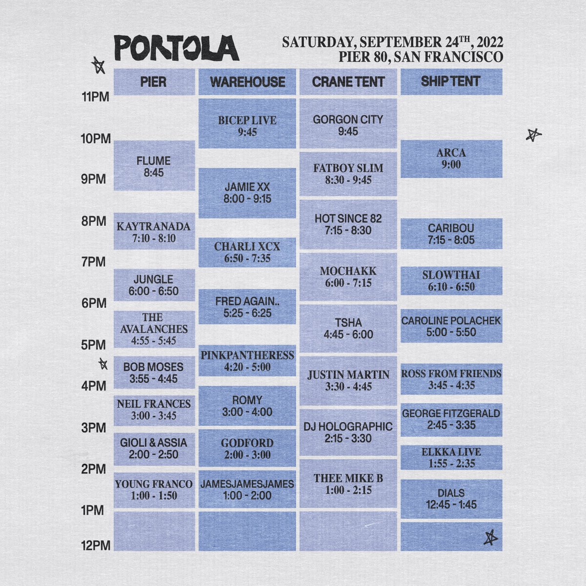 Portola Music Festival  lineup schedule