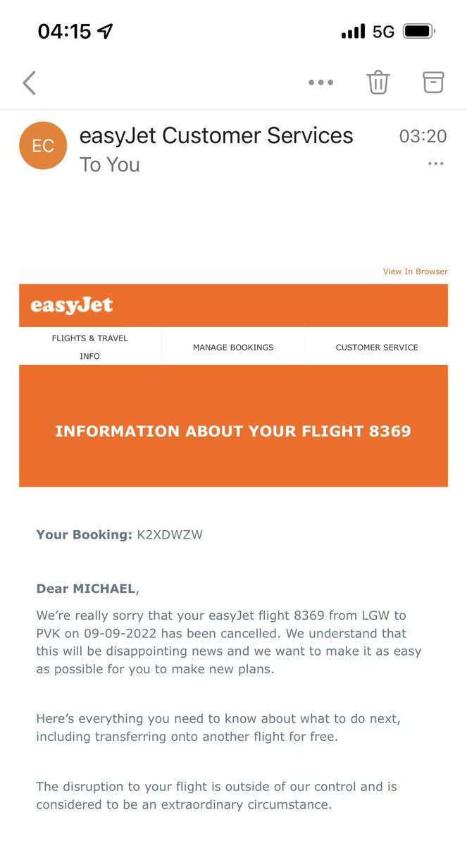 jenks10620's tweet photo. Thanks very much @easyJet, this was just what we wanted to receive as we arrived at the airport at 03:20!! https://t.co/vDN9C9hcFO