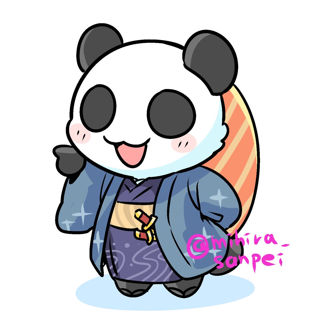 japanese clothes solo panda twitter username open mouth white background kimono  illustration images