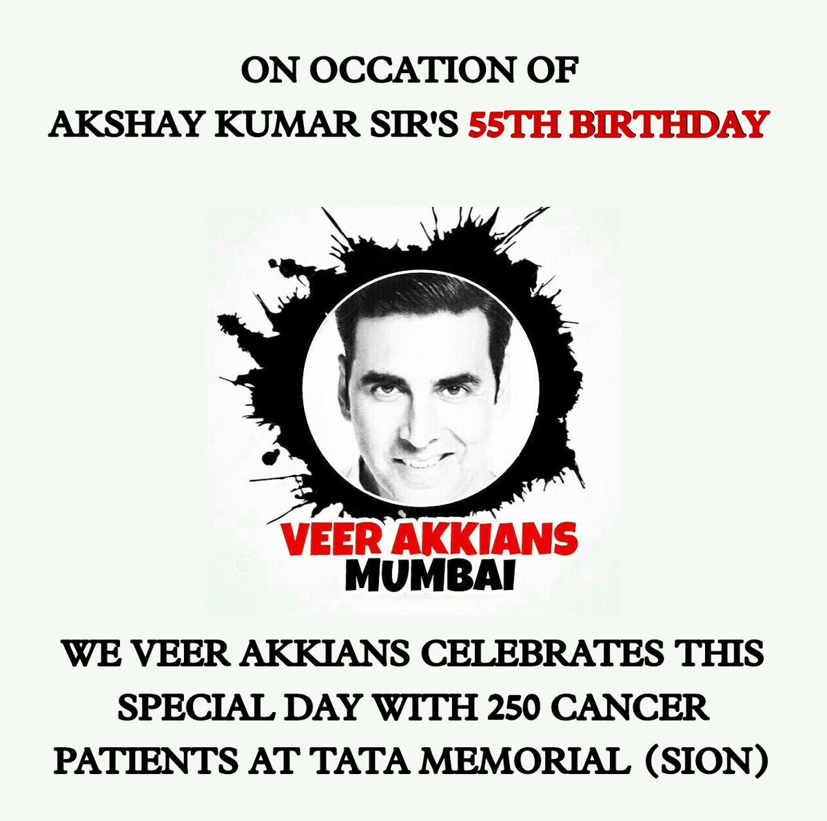 VeerAkkians's tweet photo. On this most auspicious day of the year...
We would be spending time with the warriors of life....

#HappyBirthdayAkshayKumar https://t.co/nG9U2KkDN2