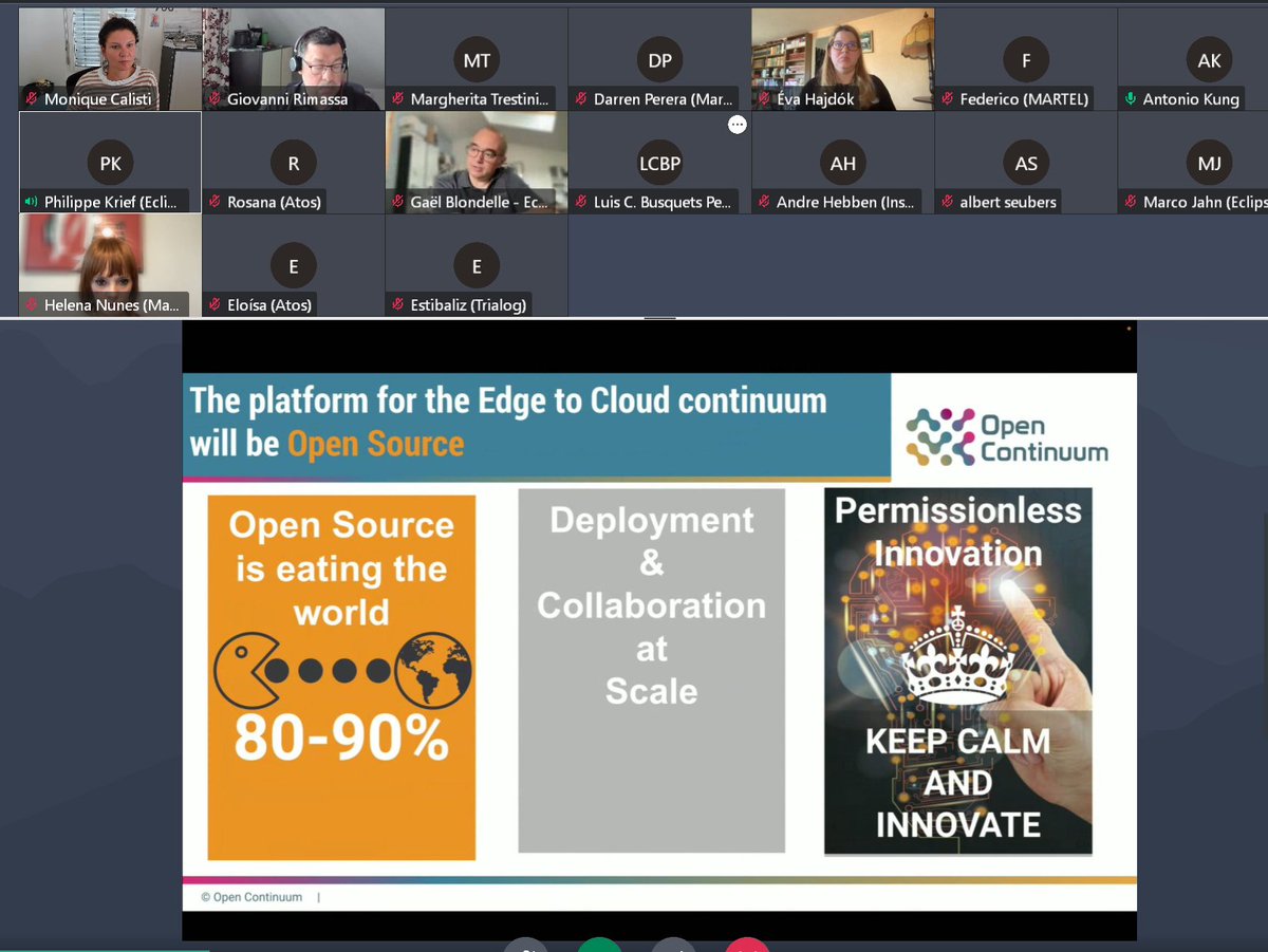 MoniqueCalisti's tweet photo. Today the kick-off of #OpenContinuum our latest Horizon Europe Coordination and Support Action at work to ensure effective convergence of #IoT #Cloud and #EdgeComputing
#horizoneu #opensource
@HCLOUD_Project @NGIoT4eu @HCLOUD_Project @EU_CloudEdgeIoT @Martel_Innovate #h2020 https://t.co/q6krtJGQdM