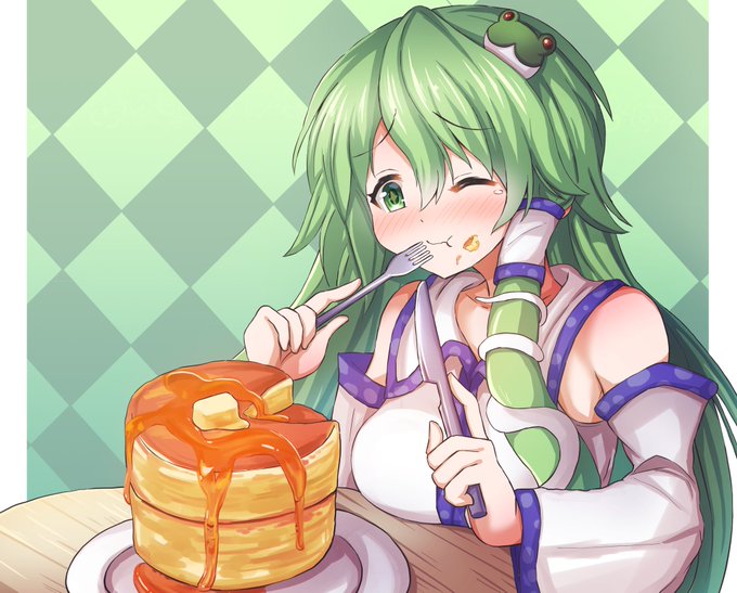 パンケーキさなえ!パンケーキさなえ! #東方Project  #東風谷早苗 
