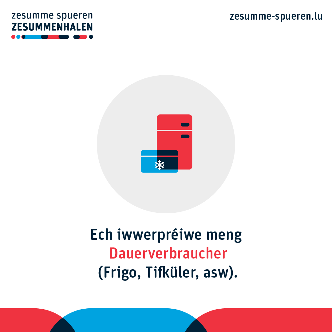 LuxembourgMea's tweet photo. Fir doheem Energie ze spueren, ginn et e puer einfach Tipps:
➡️ Ech stellen d’Temperatur jee no Raum op 17-20°C.
➡️ Ech benotze manner waarmt Waasser.
➡️ Ech iwwerpréiwe meng Dauerverbraucher.
https://t.co/voT6FDtRL5
#zesummespueren #zesummenhalen #echmaachemat #energiespueren https://t.co/afDh4jxxs5