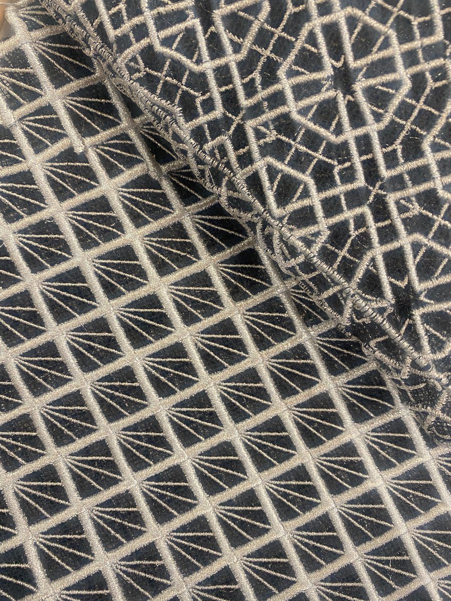 HawthorneHeaney's tweet photo. Combining dense, 3D machine embroidery with sheer fabrics for a lacey effect #3Dembroidery #embroideredlace #londonembroidery #embroiderylondon https://t.co/pOLq4GWqLP