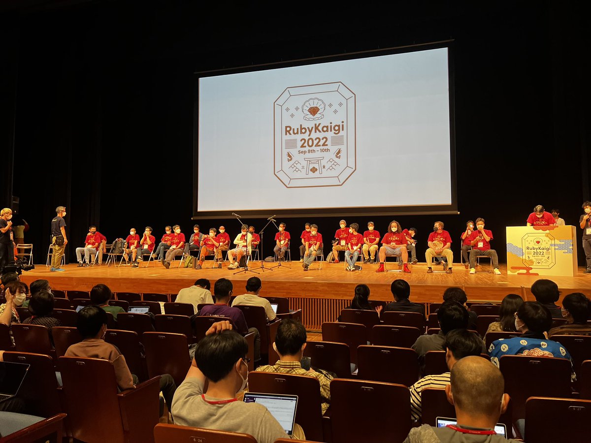 Ruby team all together on stage! お疲れ様！ #RubyKaigi
