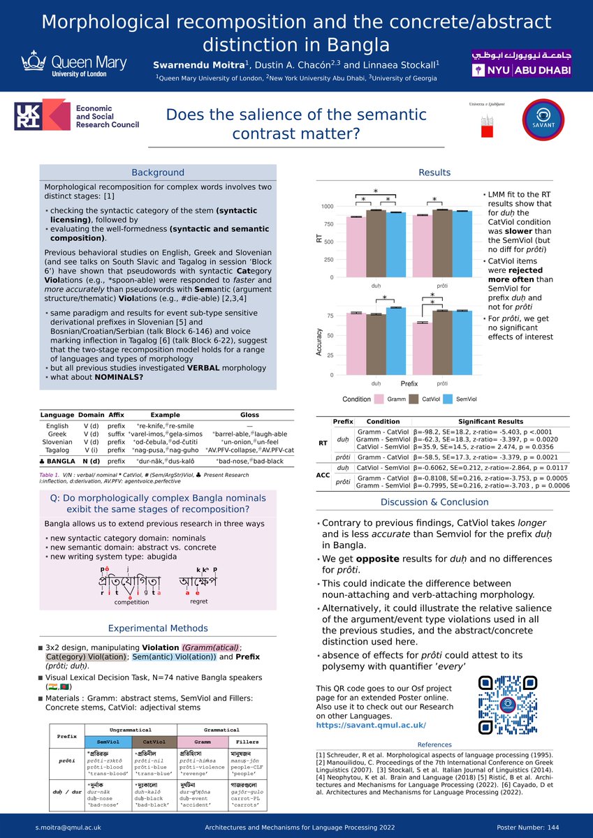 Do morphologically complex Bangla nominals exibit two stages of recomposition? Visit poster no. 32 (Session 4) today to know more! joint work with @lingdustin <a href="/linnaea/">linnaea stockall is ...</a>   #AMLaP2022