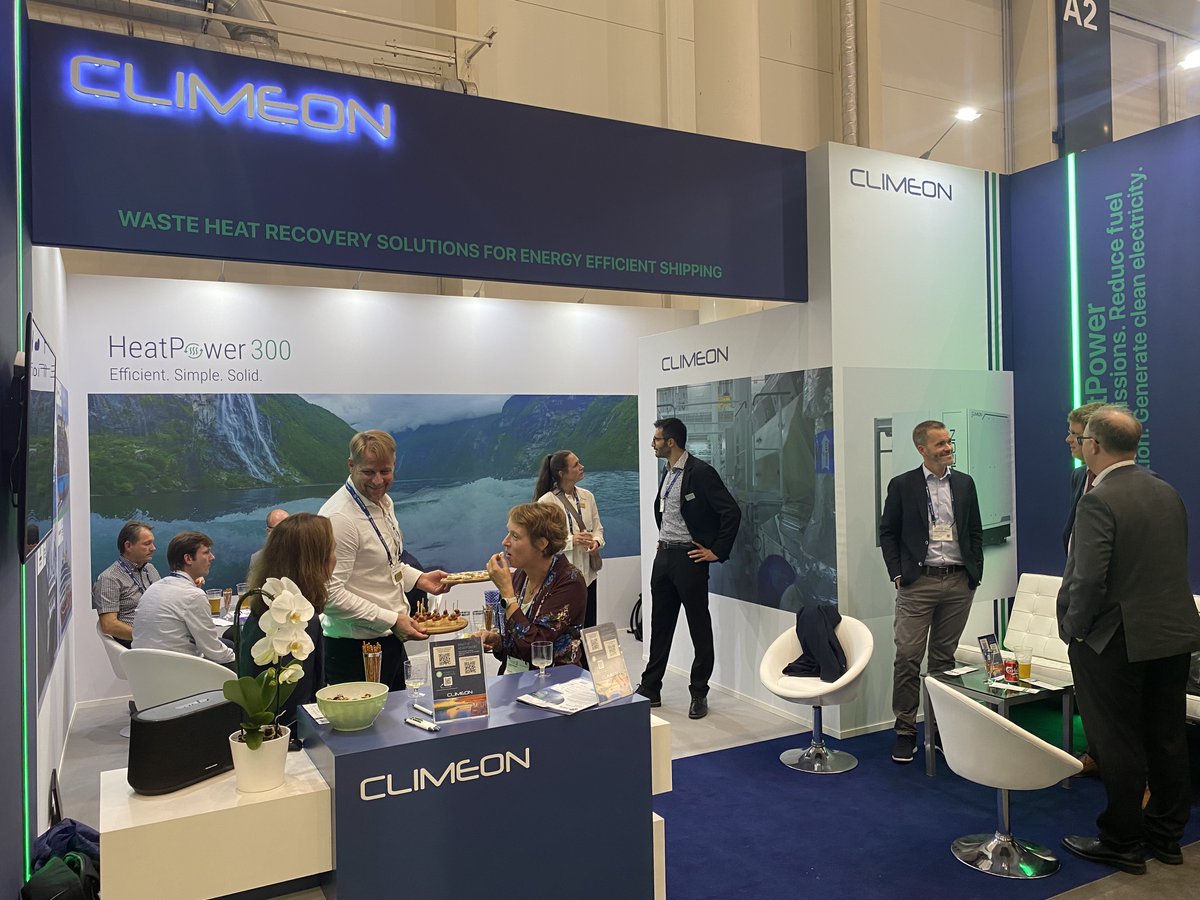 Climeon's tweet photo. We’ve had a fantastic week at #SMMfair, networking with colleagues old and new, shaping the future of the #maritimeindustry and launching our very own #HeatPower 300 Marine! If you haven’t had a chance yet, it’s not too late to meet the Climeon team at Booth 107, Hall A1! https://t.co/DbTm5tUCE7