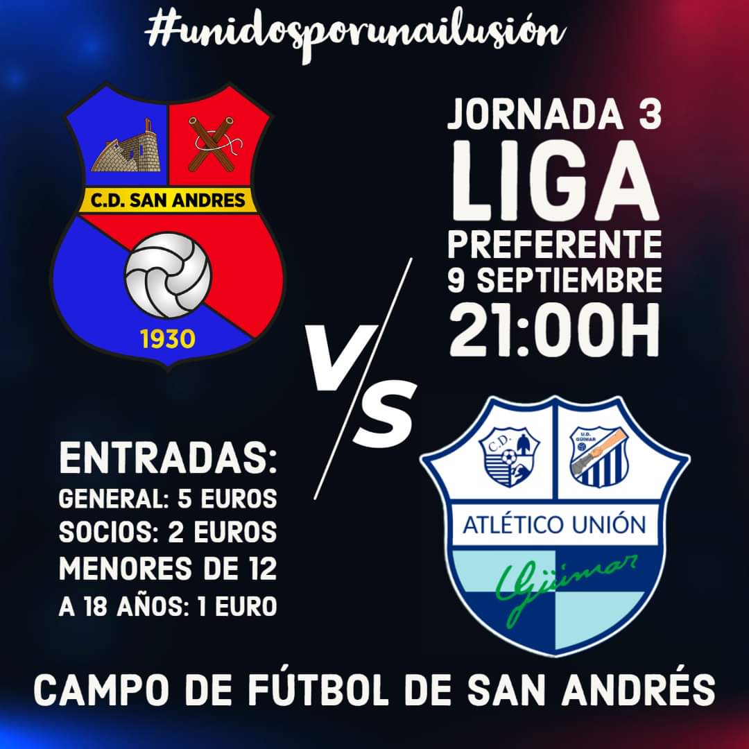cdsanandres's tweet photo. ＨＯＹ ＪＵＧＡＭＯＳ‼

Tercera jornada de la Liga Interinsular Preferente. Tras un buen arranque liguero, con un empate y una victoria, el CD San Andrés recibe en su campo al complicado Atlético Unión Güímar, que tampoco conoce la derrota....🧵 https://t.co/rpDOO9kkxl