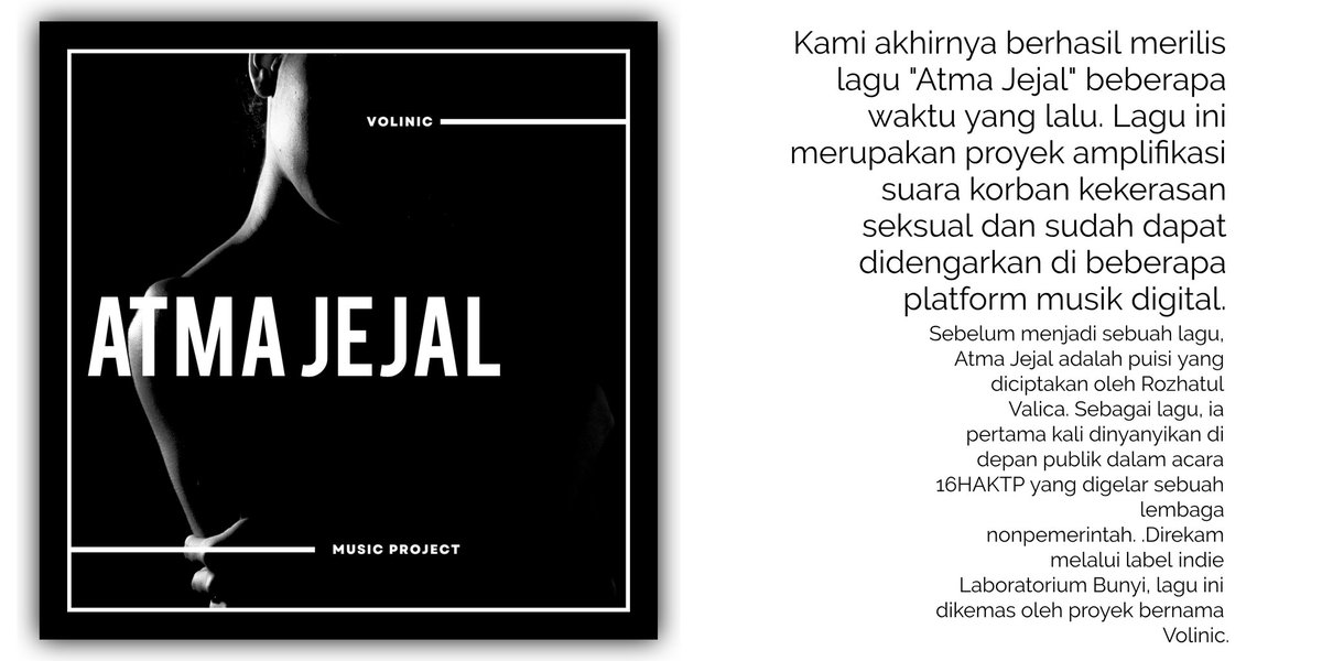 volinicmusic's tweet photo. Atma Jejal diharap turut mewarnai advokasi perlindungan dan keadilan bagi korban kekerasan seksual.
#TPKS
#kekerasanseksual
#HumanRights https://t.co/1BolsoyBTe