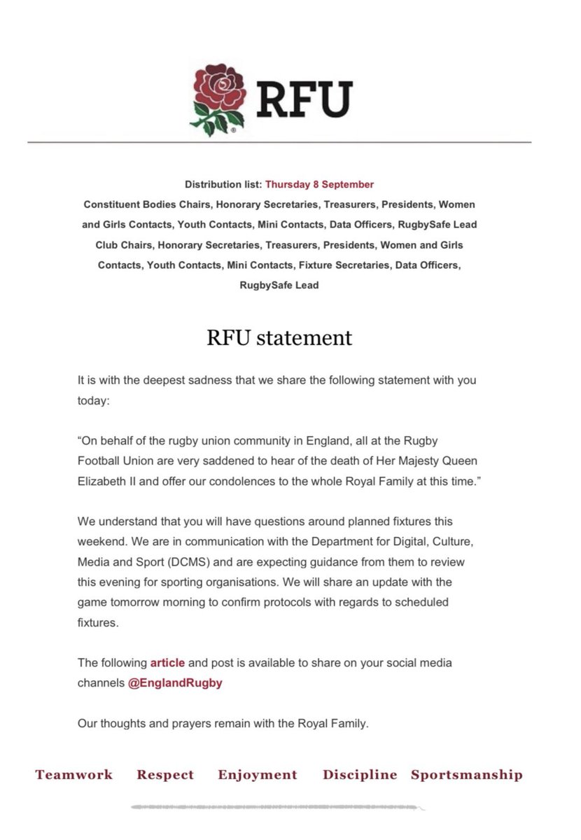 NOTICE - <a href="/EnglandRugby/">England Rugby</a> <a href="/RFU/">Rugby Football Union</a>