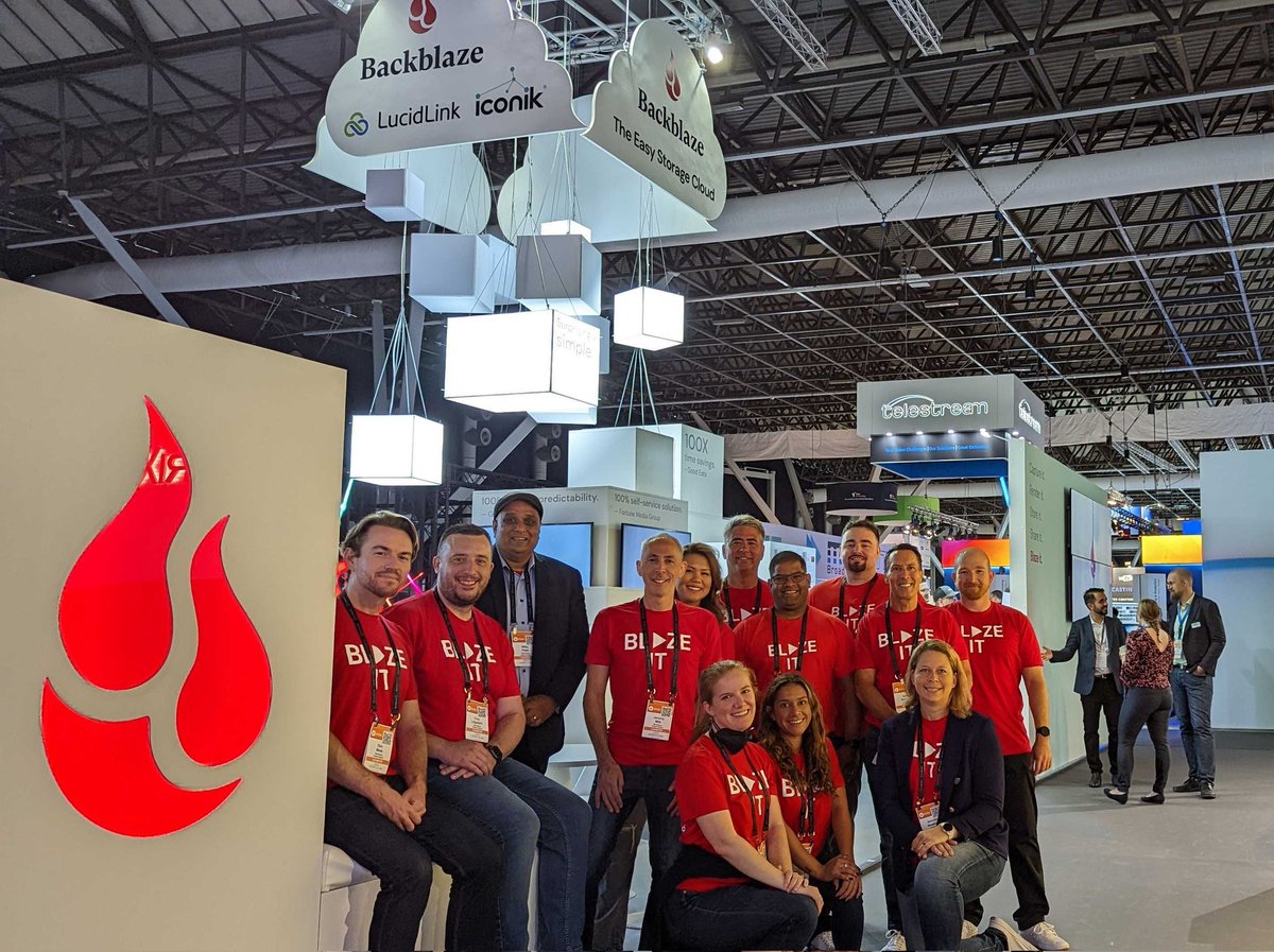 JENewman82's tweet photo. #IBC2022 has officially kicked off. Stop by the @backblaze booth to learn how we can help you simplify your #mediastorage. Our team is ready to chat! Don't forget to ask us about our new capacity option and grab some #blazinghotswag. #cloudstorage #B2Reserve #astonishinglyeasy https://t.co/OPWFM1UtYj