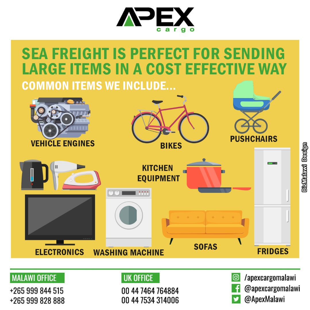 ApexMalawi's tweet photo. Malawi 🇲🇼 duty paid sea freight! 🚢 The way to send big 🙌🏽whilst keeping costs small! 👌🏽
Contact 0999 844 515 (MW) or 00447935431747 (UK) for assistance or enquiries.
#ApexCargo #Seafreight #Apex #MailboxService #Shipping #Malawi #Lilongwe #Blantyre #seacargo https://t.co/imhZnWSdNb