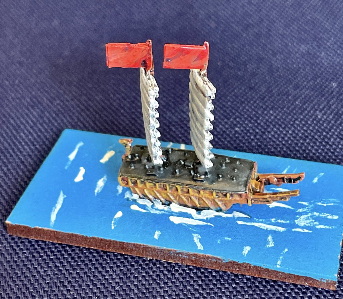 cavtroop50's tweet photo. A little something different.
This is a miniature of a Korean Turtle ship used against the Japanese during the naval battles of the Injin war 1592-1598. #turtleship #korean #miniaturewargaming https://t.co/vKgONnQZ9y