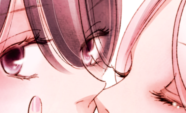 multiple girls 2girls pink hair closed eyes yuri close-up white background  illustration images