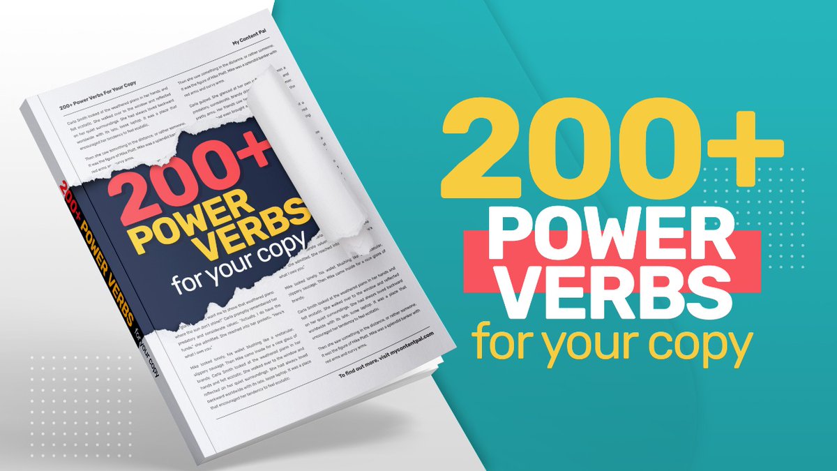 mycontentpal's tweet image. Verbs will hoover your reader into your copy and BEG them to take action!💰
Here are 200+ powerful verbs that you can steal for your next sales or landing page. 
And it’s FREE! 

Comment+Like+Follow and I&apos;ll dm you a copy!😏