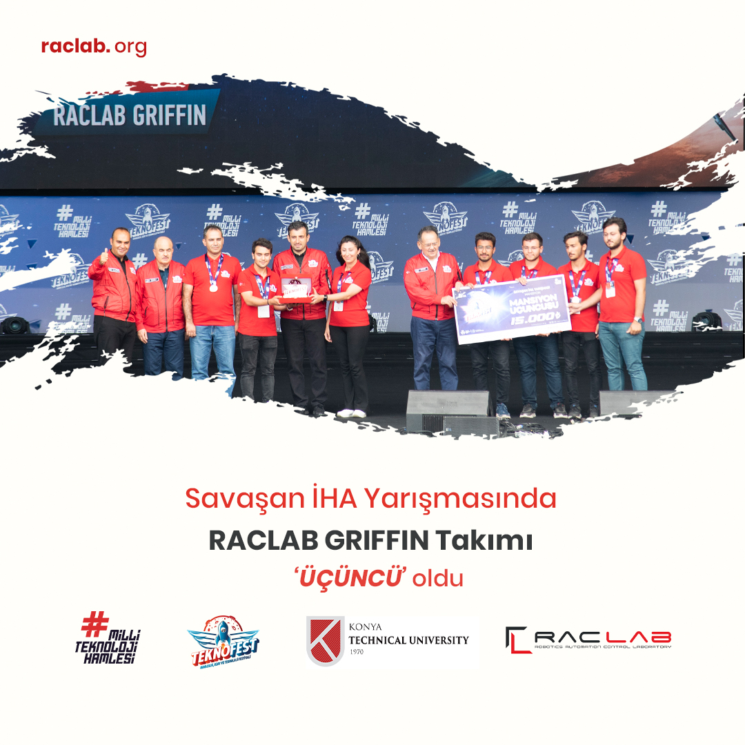 KtunRacLab's tweet photo. TEKNOFEST'22 Savaşan İHA yarışması Üçüncüsü olan RACLAB GRIFFIN takımımızı tebrik ediyoruz.👏👏
.
https://t.co/qu2yJ6RTtz
.
@BaburOzcelik
@KTUNEDU 
@broxmedya @mpgcomtr @ElfatekLTD #numesysmuhendislik #pigasoft #mosasgroup https://t.co/Xlp2VFM7TH