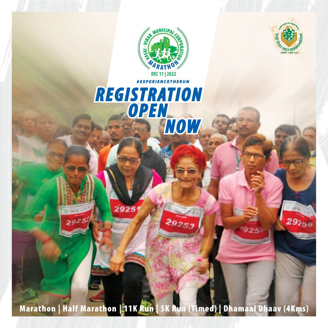 VVMCMarathon's tweet photo. We Are Live ! 

Log on to https://t.co/NTU4JyA6Ao and register for the landmark 10th Edition of the Vasai-Virar Municipal Corporation Marathon 

Come Let’s #ExperienceTheRun 

#VasaiVirarMunicipalMarathon #VVMCM https://t.co/Ux4XhxGbYr