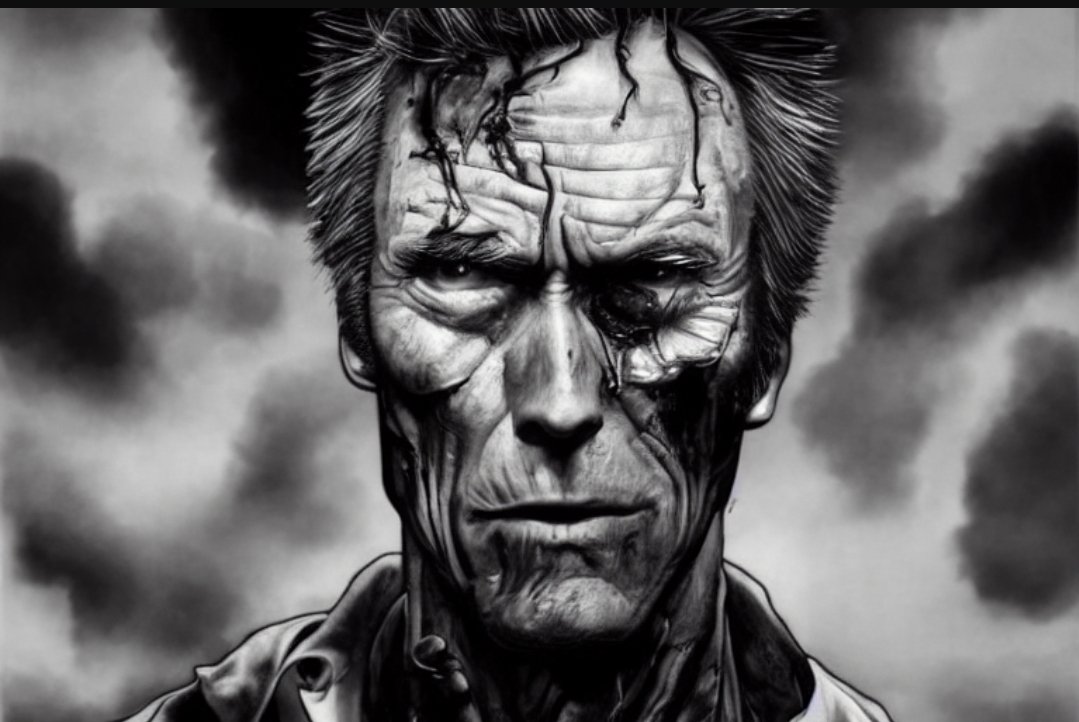 celb_zombie's tweet photo. There was a bangin at the door.
Slowly it creaked open.
As far as the could see was a zombie hoard. 

His final words before the overwhelmed him.

Go ahead make my day. 

#zombieapocalypse 
#celebrityzombie 
#clinteastwod https://t.co/FJL0BFe3Tf