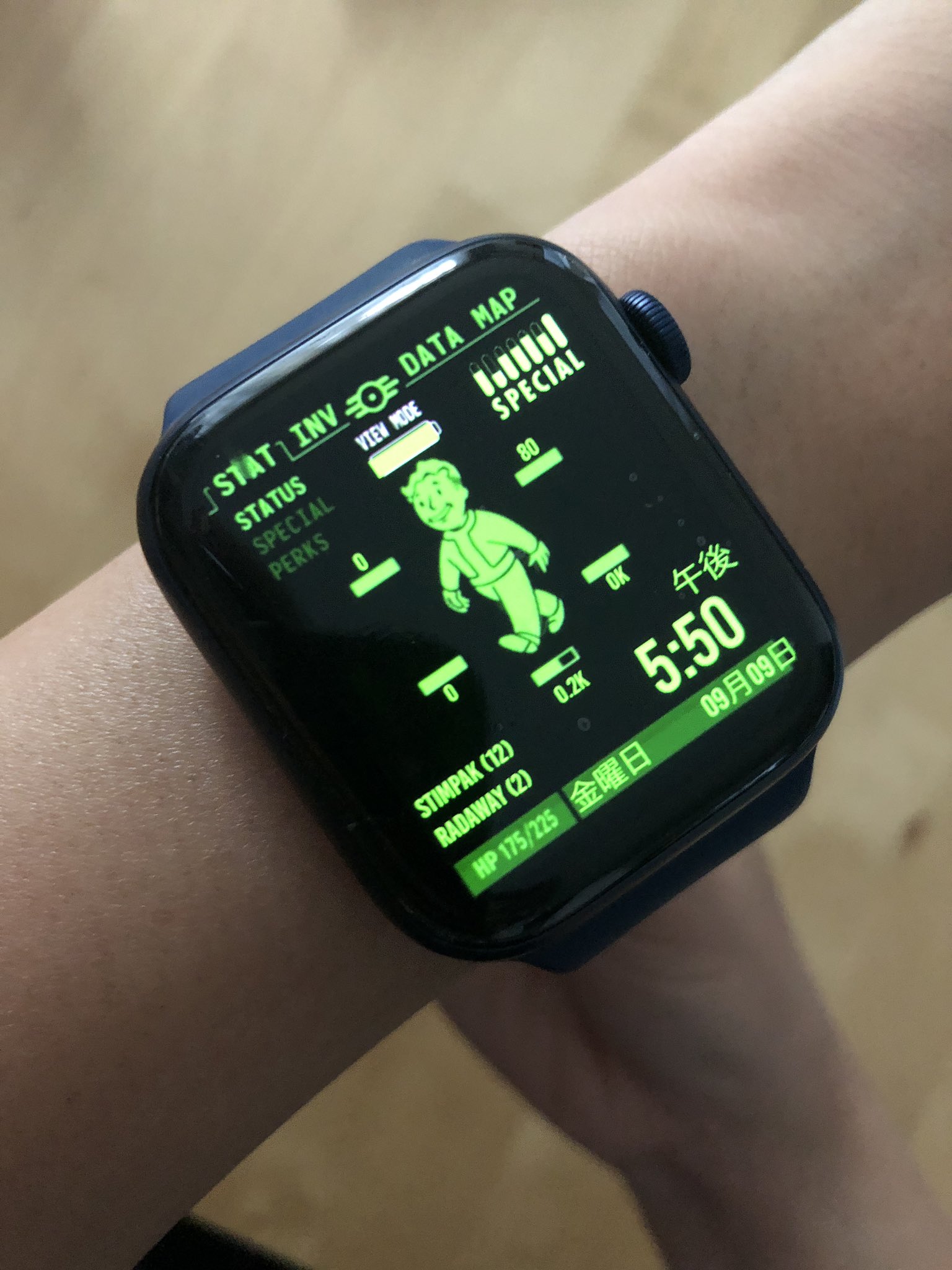 Marica Fallout Applewatch Pipboy 話題になってた小型pip Boy 私もやってみたー 可愛い Vault Boyがずっと歩いてる 腕が細すぎてこの44mmは似合わないけど 目が悪いから なんでも大きいのが好き T Co N1vugo56w7 Twitter