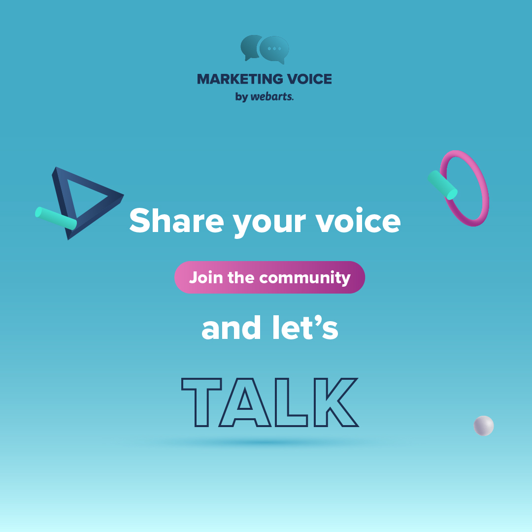Share your voice 🙌🏽 #MarketingVoiceWebarts  

Γίνε μέλος στο #FacebookGroup μας και... share τις γνώσεις αλλά και τις και εμπειρίες σου από τον χώρο του Digital Marketing. 👉🏽 bit.ly/3JkYsv3
