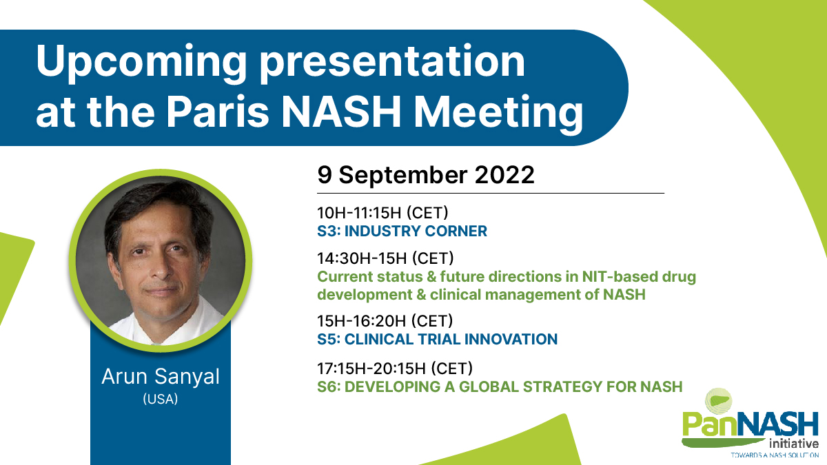 PanNASH_Init's tweet photo. Day 2: #ParisNASHMeeting
Prof. Arun Sanyal will be chairing & presenting today at the #ParisNASHMeeting
#LiverTwitter #NASH #PanNASH #MedEd https://t.co/8s7EBGf81j