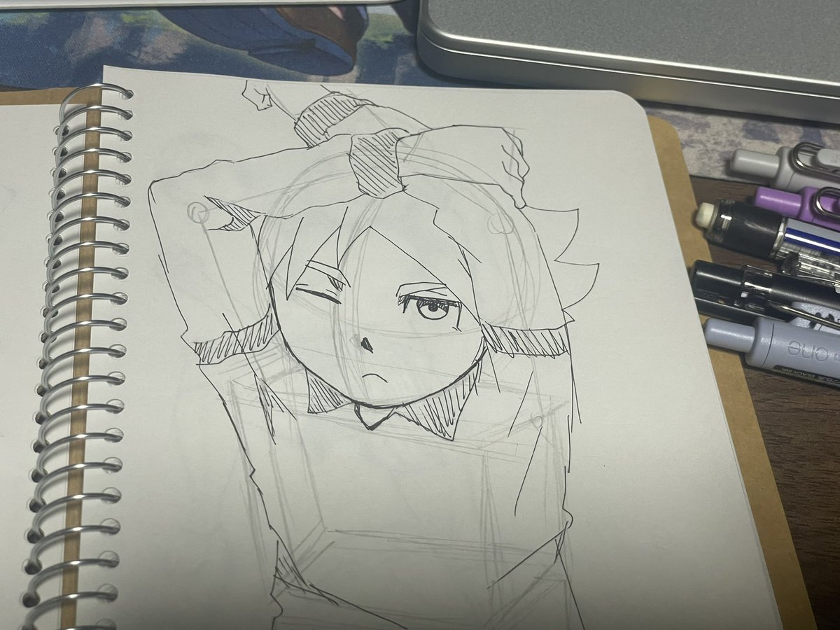 これは昨日描いた失敗スケッチです… 