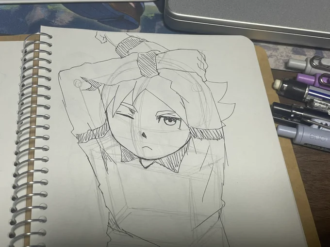 これは昨日描いた失敗スケッチです… 