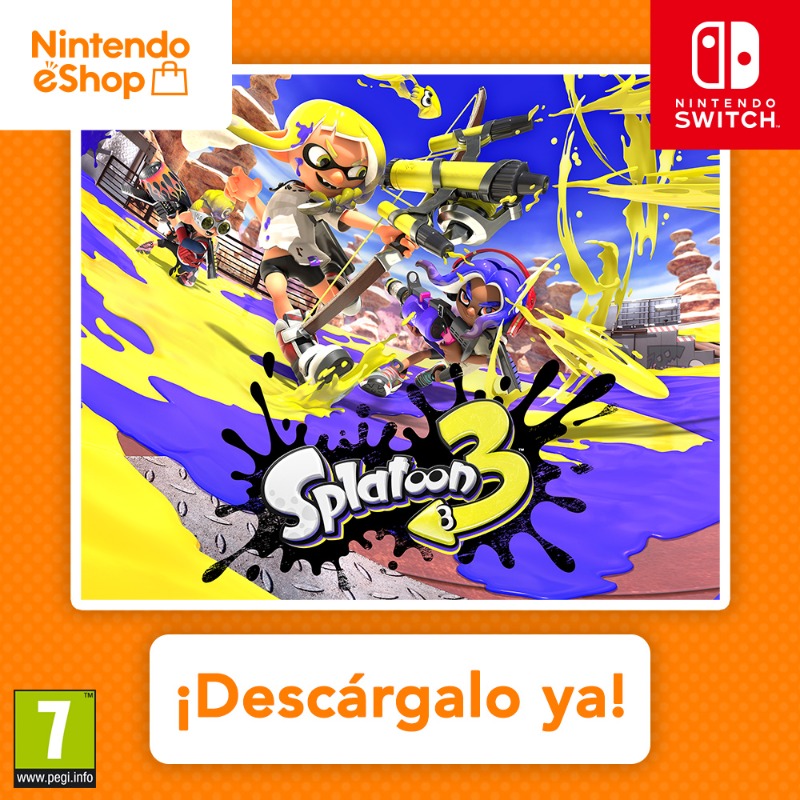 NintendoES's tweet photo. Luchad en compañía y ponedlo todo perdido de tinta en Splatoon 3, ¡ya disponible!