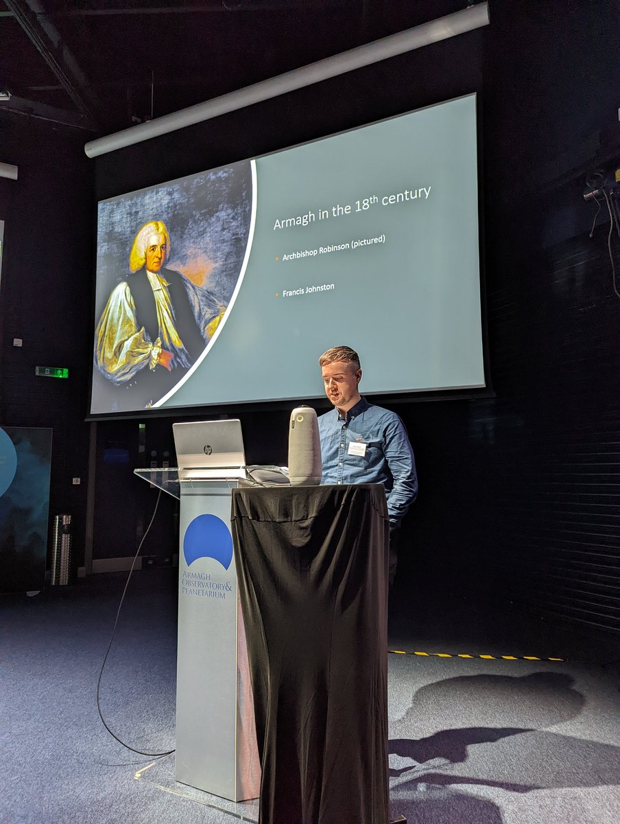 ArmaghSpace's tweet photo. Second up is our PhD student Aaron from @QUBelfast. He is discussing the Architecture of the Armagh Observatory in context of its era! #ObsNet4 @ObservatoryNet #staycurious https://t.co/hrL0j4Qqyk