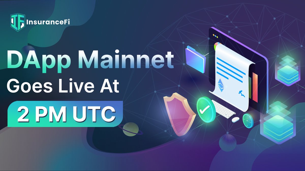 insurancefi_io's tweet photo. 🔥 DApp Mainnet Goes Live At 2 PM UTC 🔥

This is the moment we've all been waiting for.

DApp Mainnet Will Goes Live At 2 PM UTC Today.

⏰ Countdown: https://t.co/JFheNyotoA https://t.co/6SW5pkLy1N