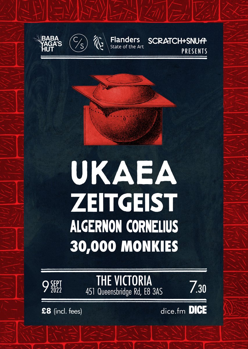 TONIGHT we have a brilliant gig at the <a href="/VICTORIADALSTON/">The Victoria Dalston</a> in Dalston with <a href="/ukaeatech/">UKAEA tech</a>, <a href="/30000MONKIES/">w҉h҉i҉t҉e҉ ҉ ҉t҉e҉v҉i҉n҉</a>, <a href="/ALG_CORNELIUS/">Algernon Cornelius</a> &amp; Zeitgeist. Put together with our friends at Scratch &amp; Snuff. £8 advance, 4 killer bands. 7:30 - 11:00. Get down!
dice.fm/event/9pbw6-uk…