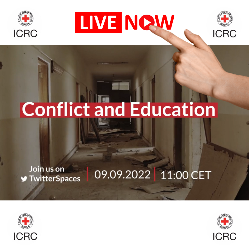 spacesdashboard's tweet photo. Join host @ICRC live now on @twitterspaces to hear why
"Education shouldnโt be a luxury of peacetime. Education must be protected"
with @EAA_Foundation @NSaykova @MarkChappleICRC @EbraheemKhitam
Tap or Click the #DiscoveryCard below to listen live
