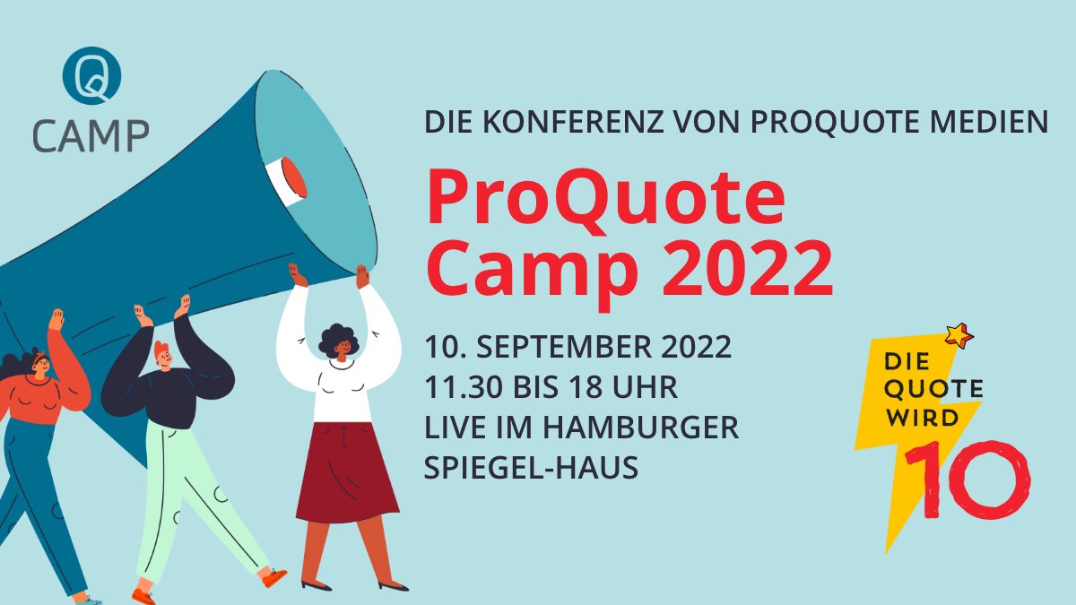 Wir gratulieren unserem Schwester-Netzwerk <a href="/quote_pro/">ProQuote Medien</a> herzlich zu 10 Jahren intensivem Engagement für Frauen in den Medien und wünschen uns weiter gute Zusammenarbeit, auch mit anderen Frauennetzwerken, um die MMW (Männer-Medien-Welt) aufzumischen!
🎉🎉🎉 🎉🎉🎉🎉🎉🎉🎉🎉🎉🎉🎉