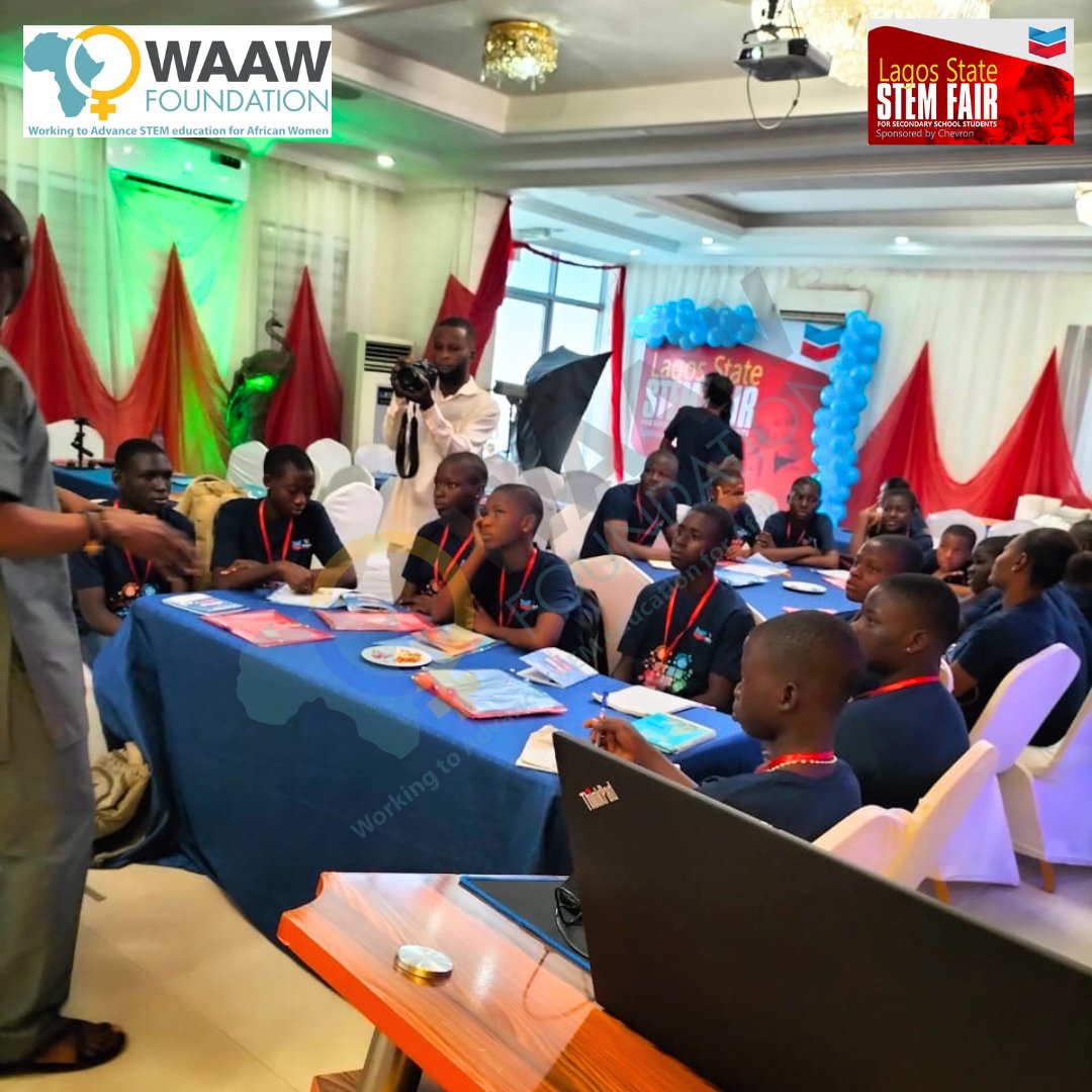 WAAW_Foundation's tweet image. HERE WE GO!

Lagos State STEM Fair for Secondary School Students is currently ongoing. 🚀

Organized by WAAW Foundation, Sponsored by @Chevron

#waawfoundation #lagosstemfair #stemevent #girlsinstem #thankyouchevron #science #tech #tgif