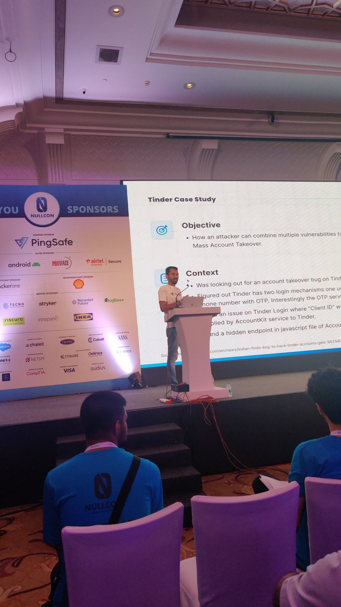 PingsafeAI's tweet photo. @sehacure is live now @ Ballroom 2 + 3. 

#cloudsecurity #NullconGoa2022 #pingsafe https://t.co/E9QC5WaNLT