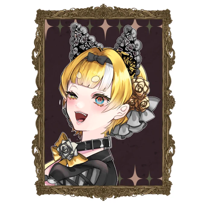 おはこんみゅ～～～～～!キメ顔といったらこの顔…ぴちぴちピッチ好きで歌いたかった「闇のBAROQUE」MVではこの妖艶なイラスト全身があるのでまだ聞いてない方はぜひ～#Vtuberのとっておきのキメ顔がみたい #おはようVtubar ↓闇バロ歌みた↓  