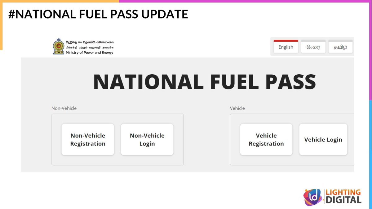 Lightingdigitl's tweet photo. #QR for non - Vehicle categories, such as generators, grass-cutters, and other equipment is now available. The registration process and steps will be announced by Ministry of Power and Energy.

#NFP #fuelpass #lka #MOPE https://t.co/ZeikutJoNH