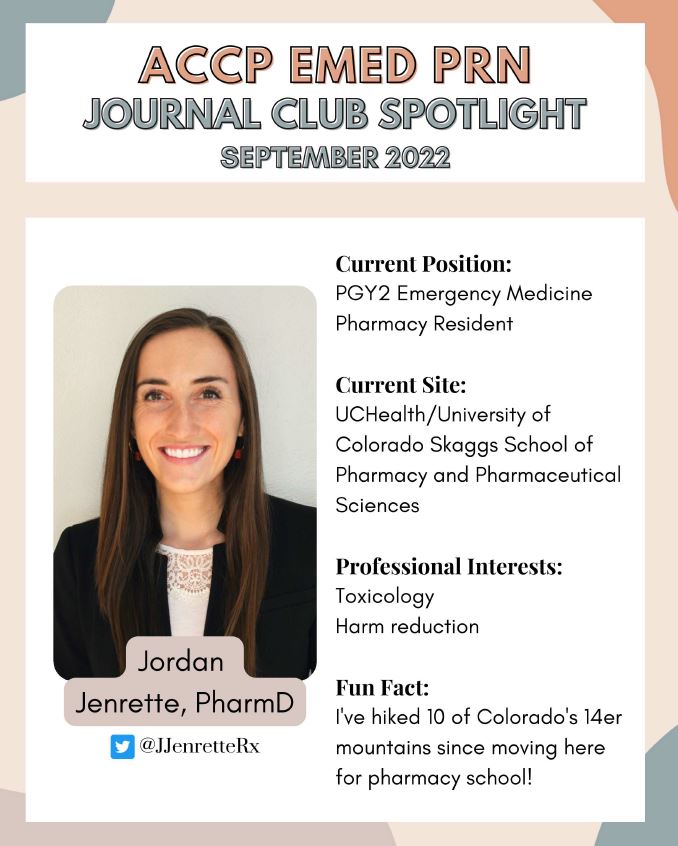Dr. Jordan Jenrette, PGY2 EM Resident at UCHealth/University of Colorado Skaggs SOP will present "Safety and efficacy of prophylactic levetiracetam for prevention of epileptic seizures in the acute phase of intracerebral haemorrhage (PEACH)." (Peter-Derex et al/Lancet Neurol)