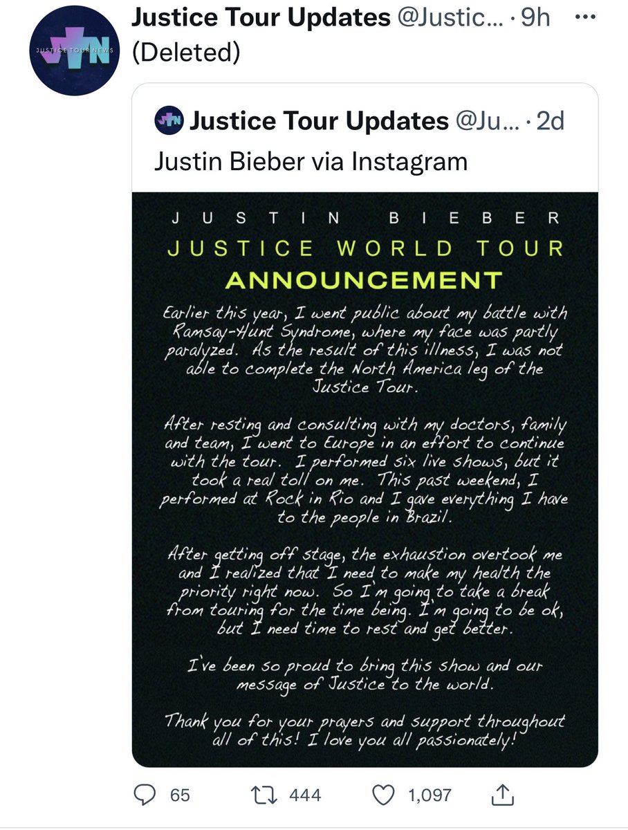 CLTracker's tweet image. Justin deleted!