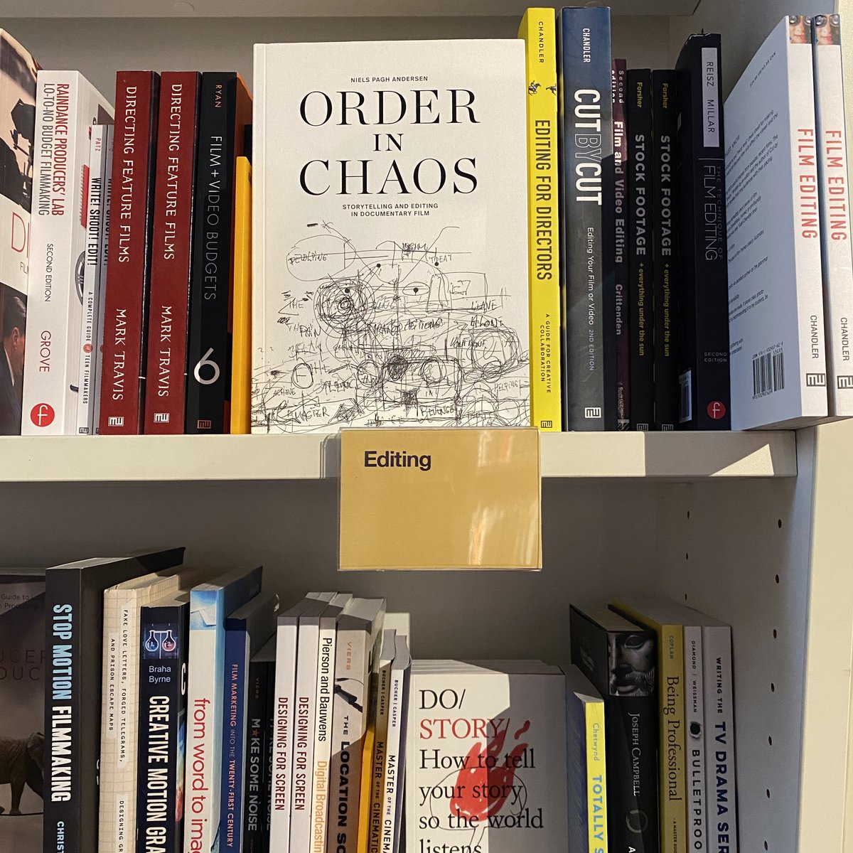 Elizabeth_Frey's tweet photo. And we’ve got copies again of Niels Pagh Andersen’s beautifully written book Order in Chaos, on the philosophy and practice of film editing in documentary film. @BFI Shop https://t.co/oXe3kublip