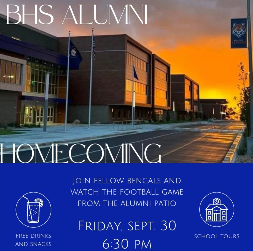 The new Brighton is ready to see.  Join us at the Homecoming game, there will be school tours, free drinks and snacks on the alumni patio. You can take in the game and the best views around while hanging out with other alumni. Festivities start at 6:30 pm.  More info to come!