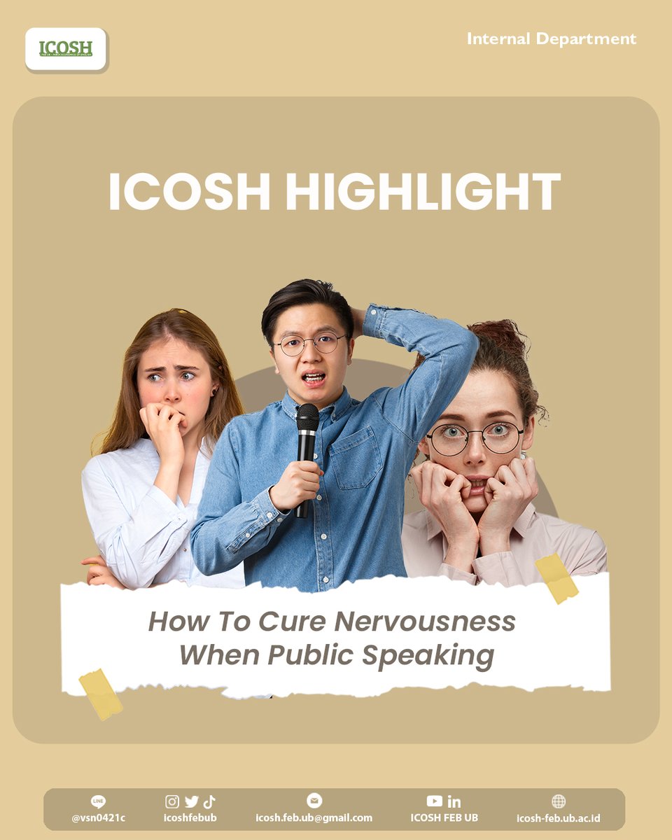 ICOSHFEBUB's tweet photo. [I-LIGHTS : HOW TO CURE NERVOUSNESS WHEN PUBLIC SPEAKING]

Hello, #ICOSHFAMS👋

When you are in a public speaking competition, you will definitely feel nervous This is very natural to happen, but there are some tips to reduce the nervousness when participating in competitions https://t.co/qCwdsSpWjH