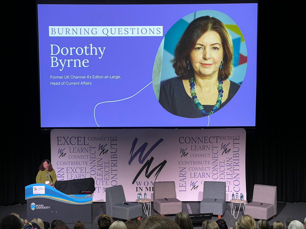 WIM_Aus's tweet photo. Dorothy Byrne (@dorotheabyrne), former UK Channel 4’s Editor-at-Large and Head of Current Affairs, discusses what it means to be a woman working in media. #wimconf22 #womeninmedia https://t.co/UQsVtJSfH5