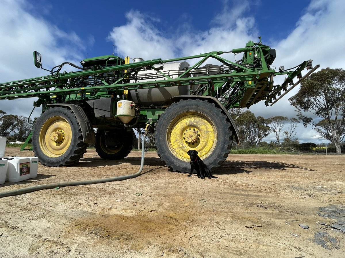 BiancaWebby's tweet photo. Co-pilot making sure the fill up process is going smoothly. #johndeere #616r #agriculture #Farming https://t.co/y4T0wbeQDf