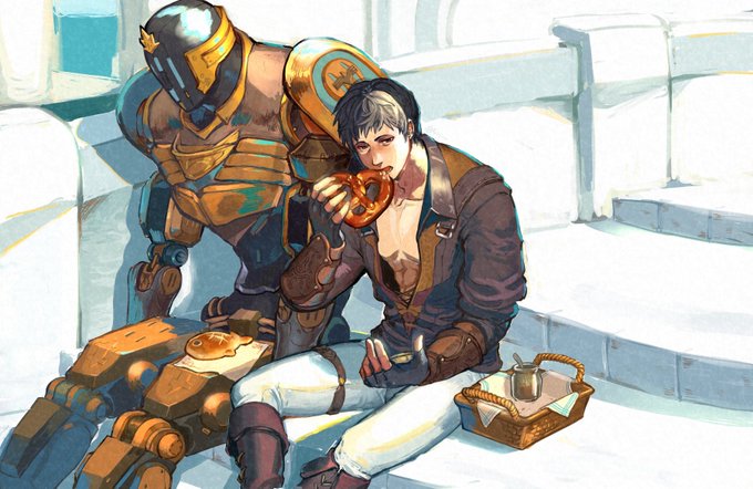 【FF14】(イラスト)飯食いミドオス2・機工士のプレッツェル 