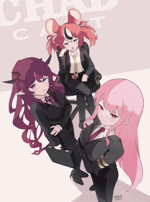 the chads crew in suits#chadcast #IRySart #IllustrayBAE #BaelzBrush #callillust 