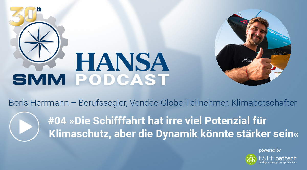 Unser Podcast Special zur <a href="/SMMfair/">SMM</a>. Jeden Tag ein maritimes Interview. In unserer heutigen Folge spricht <a href="/borisherrmann/">Boris Herrmann</a>, Segelprofi, Vendée-Globe-Teilnehmer und Klimabotschafter, über die Schifffahrtindustrie und ihr Potenzial zum Klimaschutz. 
Link: hansa-online.de/smm/