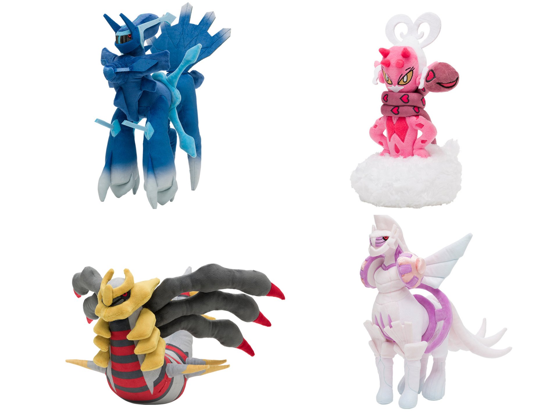 Pokémon Center - Dialga, Palkia, Giratina (Origin Form), Lovetolos  (Incarnate Forme) Plushies 
