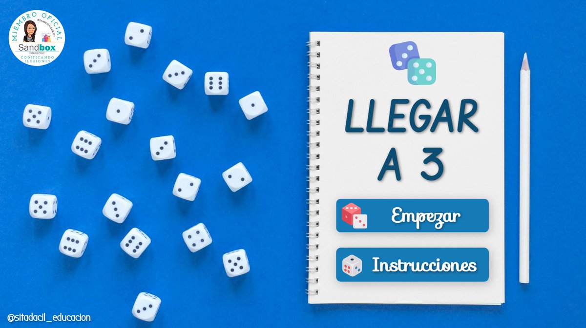 dacilgonz's tweet photo. 🎲Los #dados nos das muchísimas posibilidades en
clase de #matemáticas para practicar diferentes
conceptos. "Llegar a 3" es un #juego donde los
estudiantes repasarán y practicarán la suma de decimales mientras se divierten.
https://t.co/j8pcrSwe3F
@sandboxeduca @genially_es https://t.co/RmgjiRcAjC